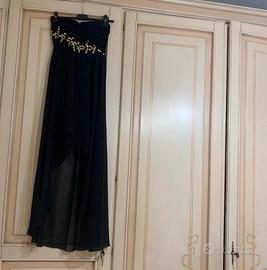 Vestito a fascia nero con applicazioni di pietre
