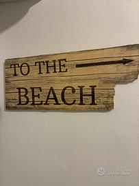 Targa Cartello Legno Vintage To The Beach