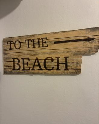 Targa Cartello Legno Vintage To The Beach
