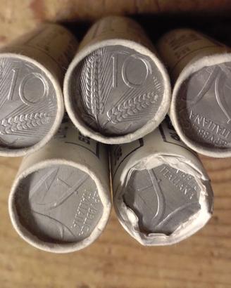 10 LIRE-ANNO 1988-5 ROTOLINI DA 50 PEZZI-FDC-