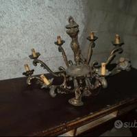 Lampadario in bronzo a 8 luci inizi 900