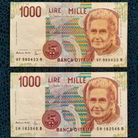 Banconote mille lire serie Montessori.