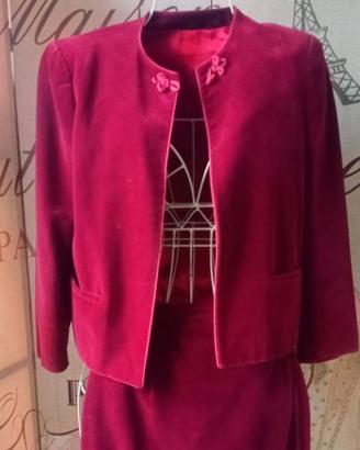 Completo Max Mara vintage in velluto bordeaux - 42
