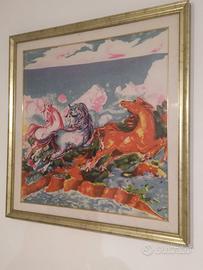 Foulard di Aligi Sassu "I cavalli innamorati"