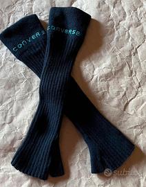 Manicotti Converse 80% lana blu navy logo turchese