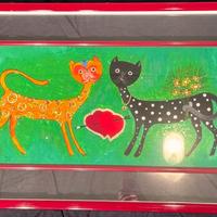 Quadro Sitilo Naif-2 gatti-Panni69