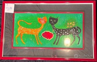 Quadro Sitilo Naif-2 gatti-Panni69