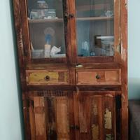 Credenza con vetrina legno massello vintage