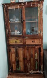 Credenza con vetrina legno massello vintage