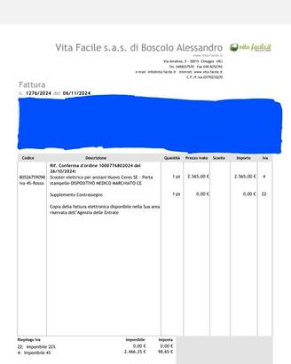 Scooter elettrico per anziani quattro ruote
