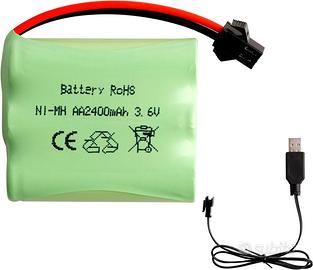 Batteria NiMH AA 3.6V 2400mAh SM-2P con USB