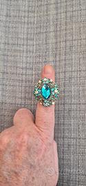 Anello regolabile con cristalli turchesi