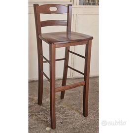 Sgabello in legno noce scuro h 67 cm con schienale