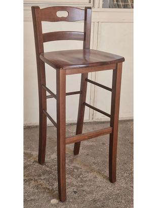 Sgabello in legno noce scuro h 67 cm con schienale