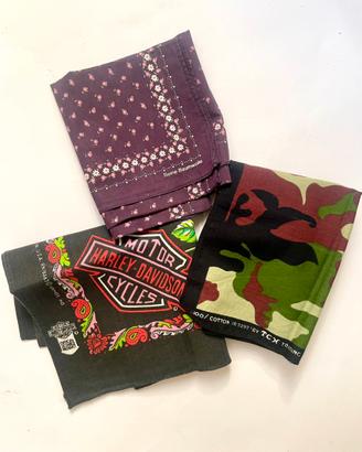 Set 3 bandane cotone y2k vintage harley/military .