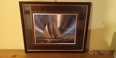 Quadro in lamina "Barca a vela" vintage