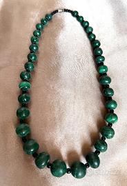 Collana Vintage in Malachite Naturale Lungh. 50cm