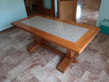 Tavolo in Rovere Massiccio con Piano in Marmo