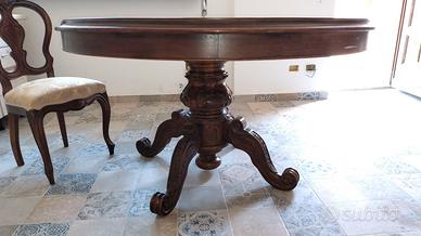 Tavolo rotondo noce massello artigianato veneto