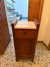 Mobiletto Vintage in Legno Pregiato Piano in Marmo