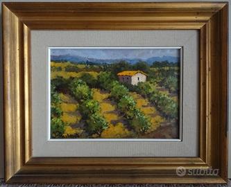 Quadro dipinto ad olio su tela juta