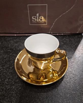set di 4 tazze e piattini, cappuccino/te