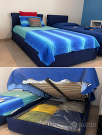 Letto singolo con cassettone (x2) - Blu