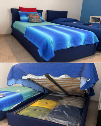 Letto singolo con cassettone (x2) - Blu