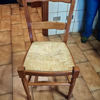 6 sedie in legno con sedile in paglia