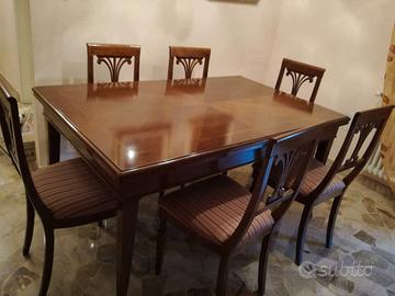 Tavolo legno 6 sedie Bruno Piombini