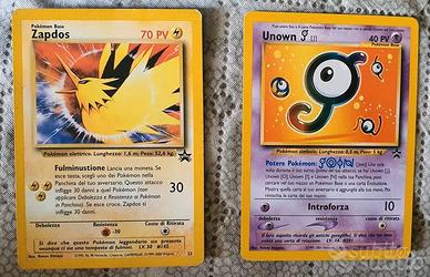 Carte Pokemon Zapdos 23 e Unown J 38 Black Star