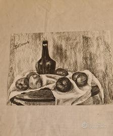 disegno vintage studio di natura morta a carboncin