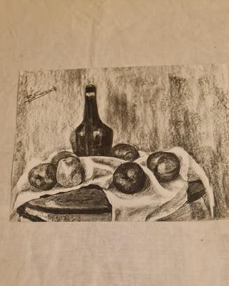disegno vintage studio di natura morta a carboncin