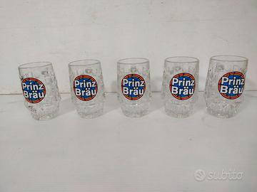 Lotto di 5 boccali anni '70-'80 birra Prinz Brau