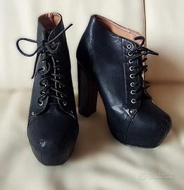 Stivaletto ispirazione rétro stringato con Plateau