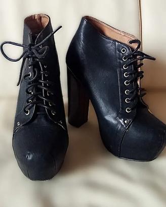 Stivaletto ispirazione rétro stringato con Plateau