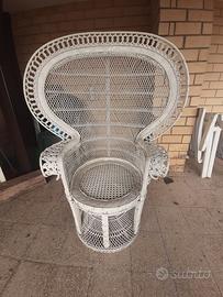 Poltrona Emmanuelle Pavone in vimini anni 70