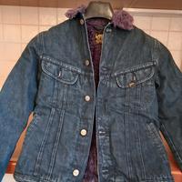 giubbotto jeans Lee interno pellicciotto viola