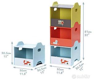 Set libreria, ceste e cartello porta giochi Labebe
