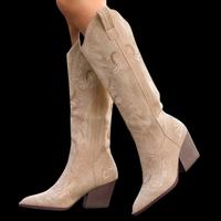 Stivali texani beige ricamati SHEIN - Nuovi n.38