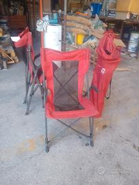 Tre sedie da campeggio chiusura ad ombrello. 