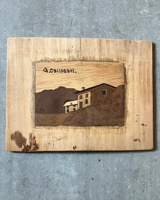 6 piccoli pannelli decorativi in legno