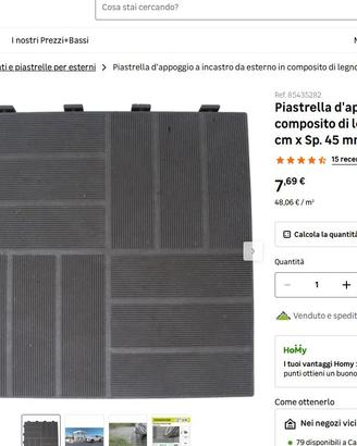 Piastrella d'appoggio a incastro da esterno