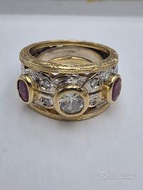 ANELLO ORO DIAMANTE RUBINI