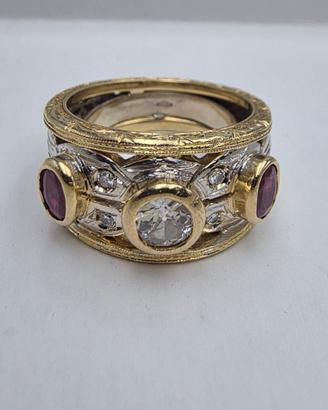 ANELLO ORO DIAMANTE RUBINI