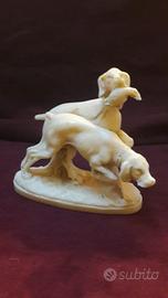 COPPIA DI CANI DA CACCIA  E CAVALLI AL GALOPPO 