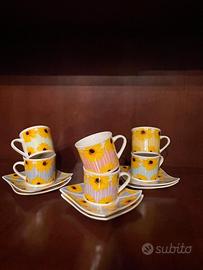 Set 6 tazzine caffè con piattini decoro girasole