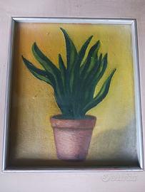 Quadro ad Olio di un Vaso con pianta grassa