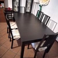 Tavolo allungabile nero con 6 sedie