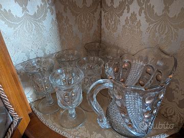 set bicchieri in vetro stampato vintage